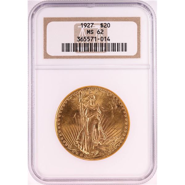 1927 $20 St. Gaudens Double Eagle Gold Coin NGC MS62