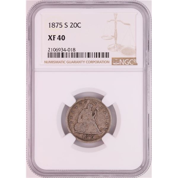 1875-S Twenty Cent Piece Coin NGC XF40