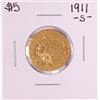 Image 1 : 1911-S $5 Indian Head Half Eagle Gold Coin