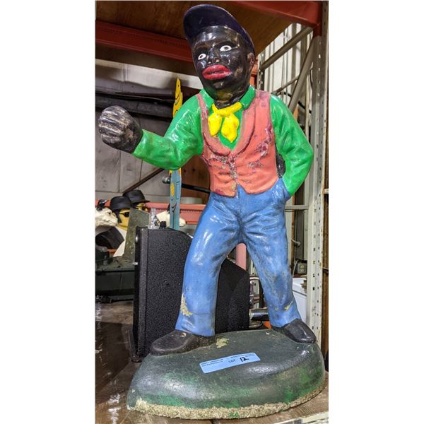 Black americana statue of Joco Graves also known as the lawn jockey 28” approx high weight 60-80lbs