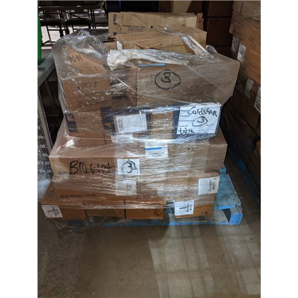 3 pallet of medical devices including petry dishes