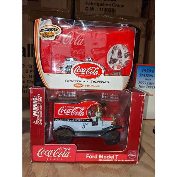 One Ford model T Coca-Cola car and one 1968 Volkswagen Beetle Coca-Cola