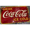 Image 1 : Vintage Coca Cola Ice Cold Metal Sign - 59" L x 35" H