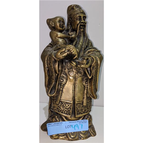 1940s Brass  Asian Statue  (Approx. 13"H x 6"W)