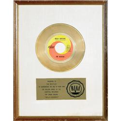The Beatles "Hello Goodbye" Gold Sales Award