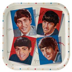 Beatles Metal Tray Signed By All Four Beatles