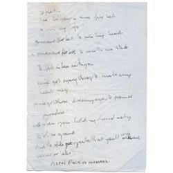 Stuart Sutcliffe Handwritten Lyrics #2