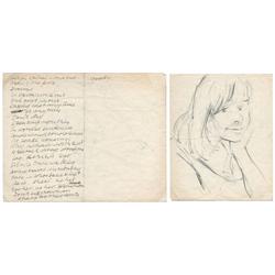 Stuart Sutcliffe Sketch and Handwritten Poem