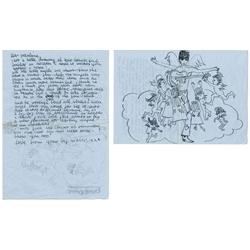 Klaus Voorman Drawing of Stuart Sutcliff & Letter