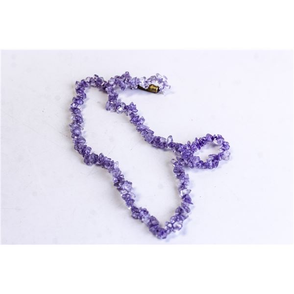 PURPLE AMETHYST BEADED NECKLACE