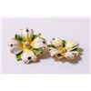 Image 1 : GOLD TONE ENAMEL FLOWER CLIP EARRINGS