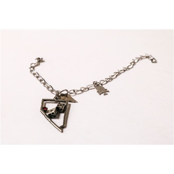 6" 925 SILVER CHARM BRACELET W NEVADA AND RENO