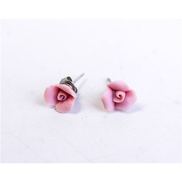 PINK ROSE STUD EARRINGS