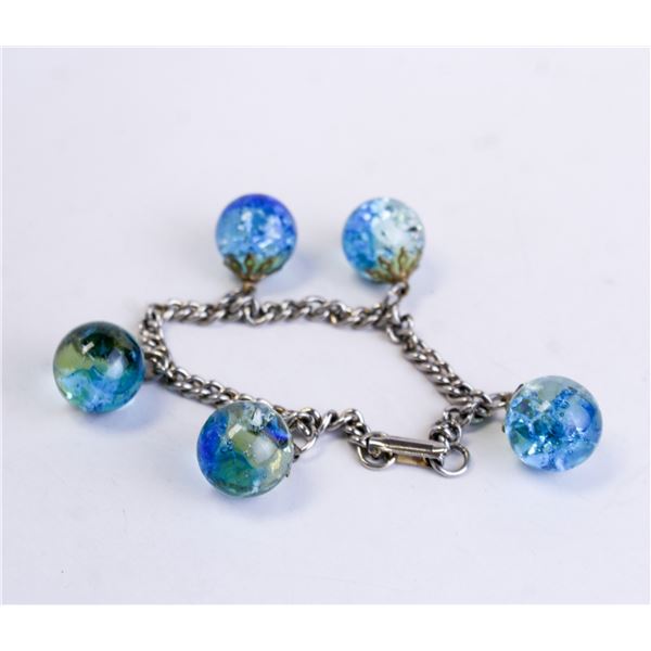BLUE GLASS BALL BRACELET