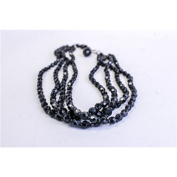 VINTAGE 4 STRAND CRYSTAL BEADED NECKLACE