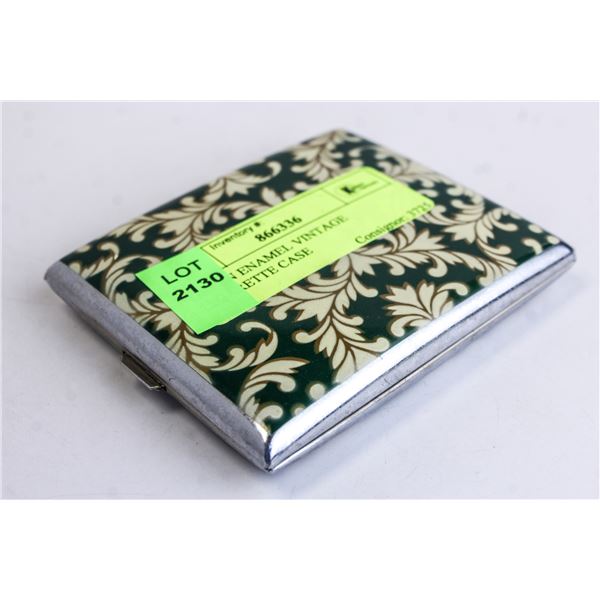 GREEN ENAMEL VINTAGE CIGARETTE CASE