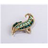 Image 1 : GREEN STONE FEATHER BROOCH