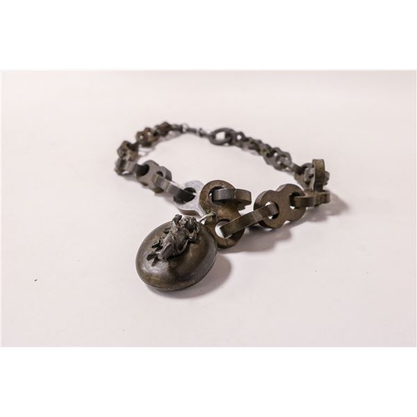 14" DARK BROWN LINK NECKLACE WITH CHERUB PENDANT