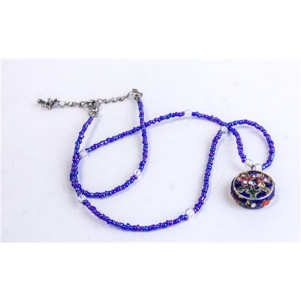 ASIAN STYLE BEADED AND ENAMEL NECKLACE