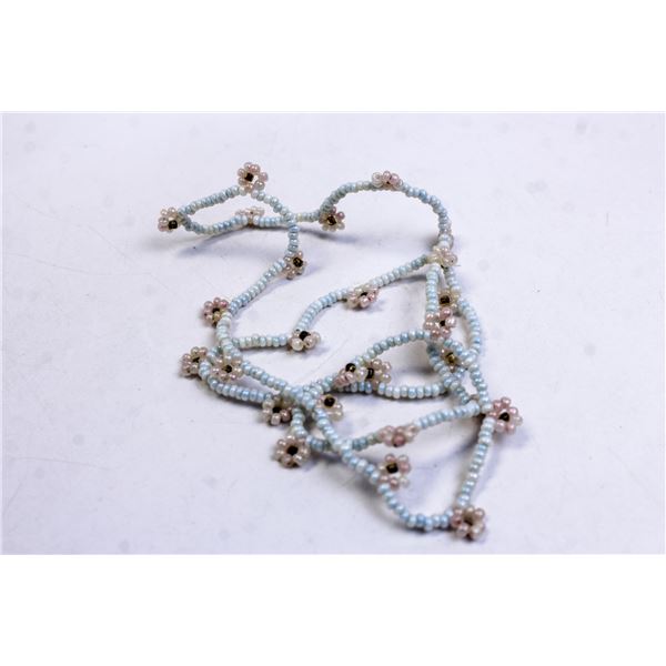 BLUE AND PINK BEADED NECKLACE