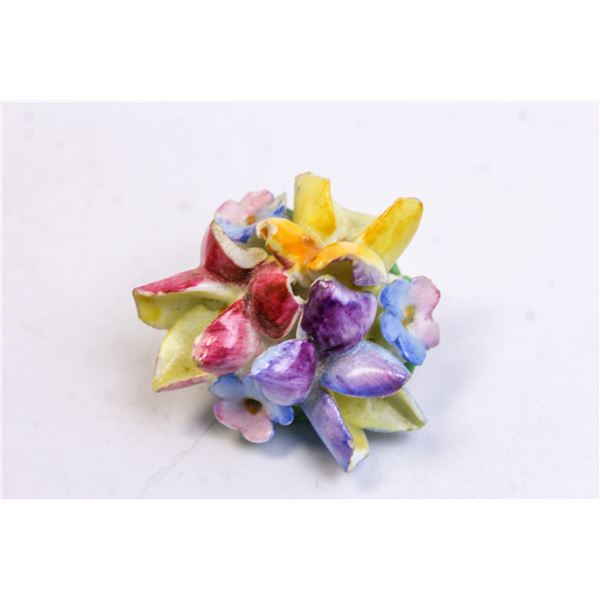 ENGLISH MADE PAINTED FLOWER BROOCH