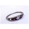 Image 1 : SMALL MEXICAN SILVER BRACELET W FLORAL INLAY