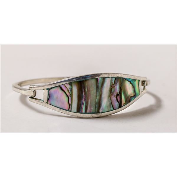 MEXICAN SILVER BRACELET WITH ABALONE INLAY