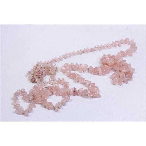 PINK QUARTZ BEADED NECKLACE