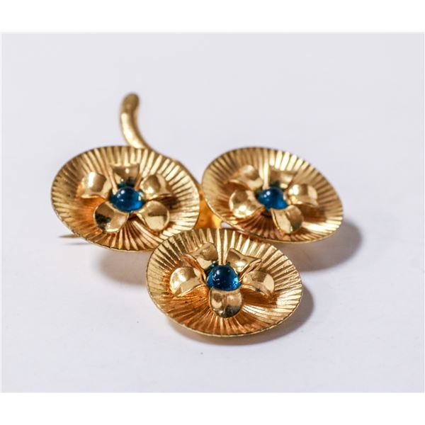 1950S GOLD TONE FLORAL STYLE BROOCH