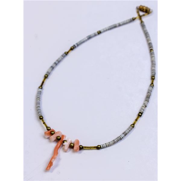 CORAL AND BEADED NECKLACE