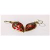Image 1 : GOLD TONE RED ENAMEL EARRINGS