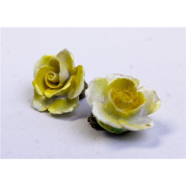 WHITE ROSE CLIP EARRINGS