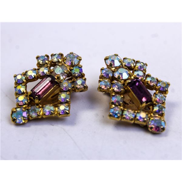 BOREALIS AND PINK STONE CENTRE COSTUME EARRINGS