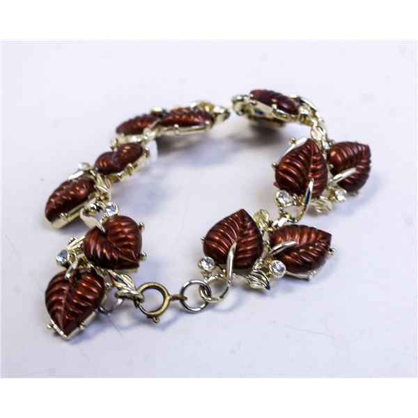 VINTAGE COSTUME JEWELLERY LEAF BRACELET