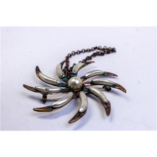 COPPER SUN BROOCH NECKLACE