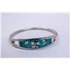 Image 1 : MEXICAN SILVER BRACELET WITH GREEN INLAY