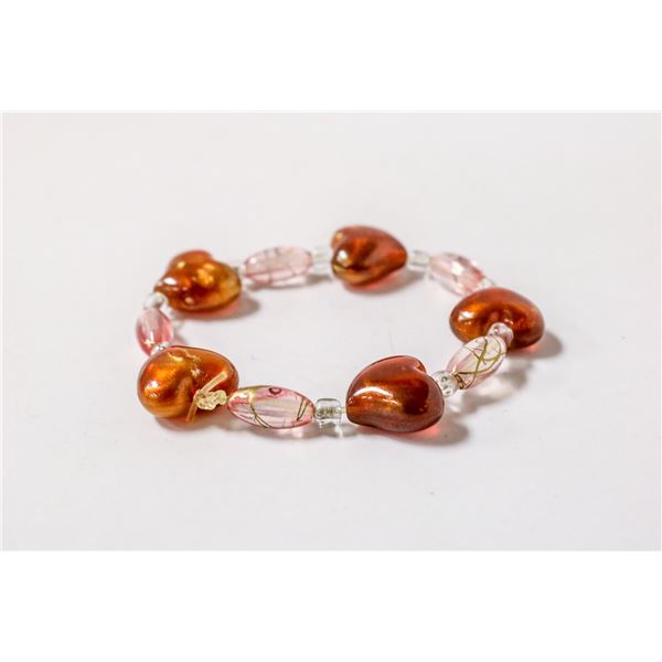 GLASS HEART BEADED BRACELET