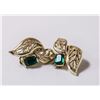 Image 1 : GOLD TONE COSTUME CLIP EARRINGS WITH GREEN STONE