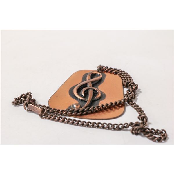 LARGE COPPER TREBLE CLEF NECKLACE