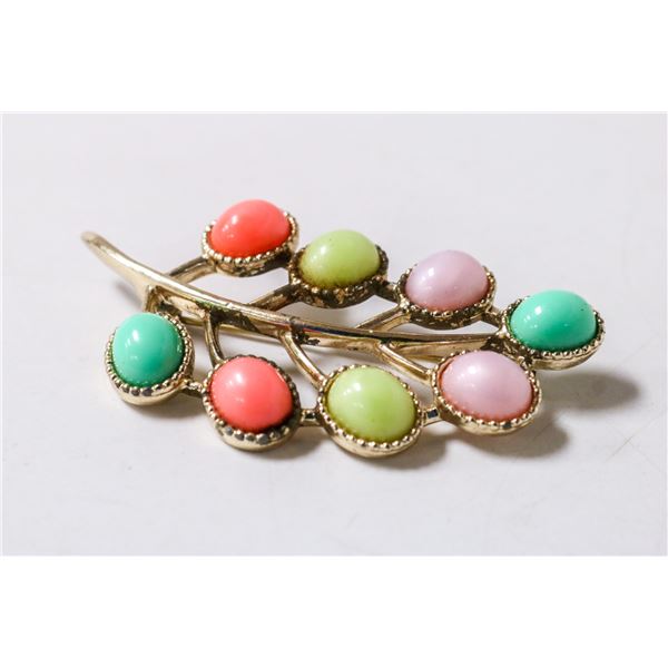 MULTI COLORED LEAF BROOCH