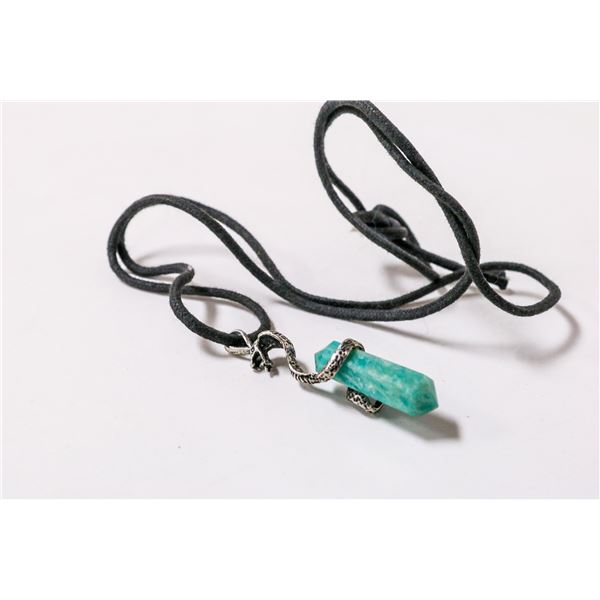 AMAZONITE POINT WITH SILVER COBRA