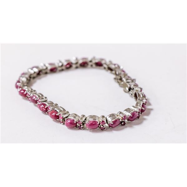 925 SILVER AND RUBIES BRACELET 7.5"