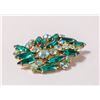 Image 1 : VINTAGE GREEN STONE COSTUME JEWELLERY BROOCH