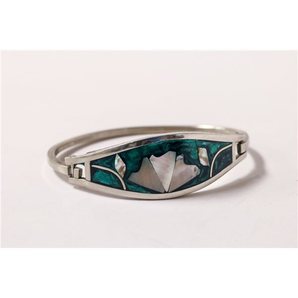 MEXICAN SILVER BRACELET WITH INLAY