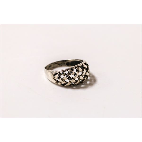 925 SILVER WEAVE PATTERN RING SIZE 7