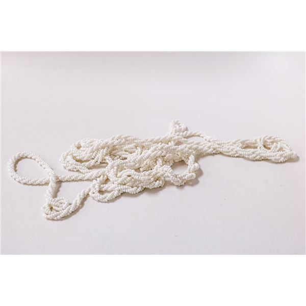LONG WHITE MULTI STRAND BEADED NECKLACE