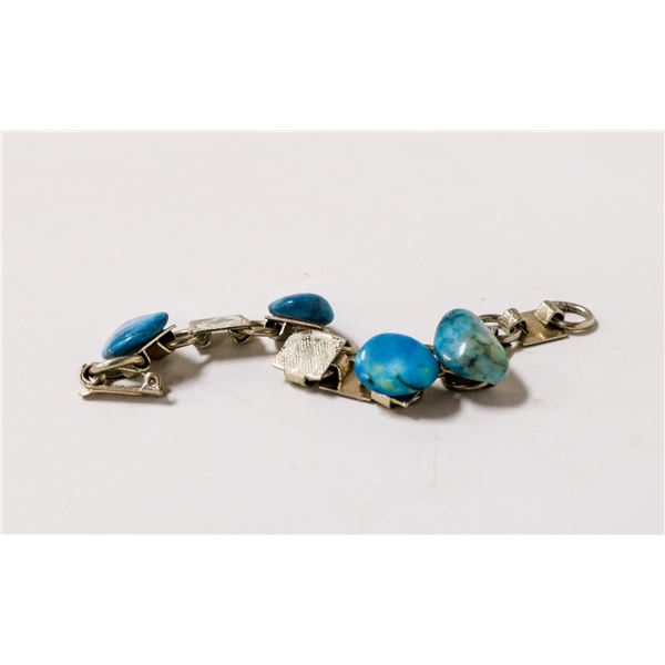 SILVER AND BLUE STONE BRACELET