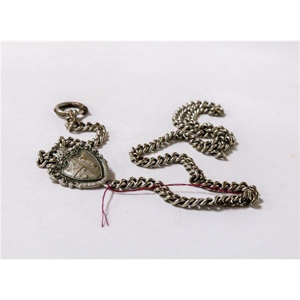ANTIQUE POCKET WATCH CHAIN WITH SHIELD DETAIL