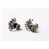 Image 1 : SILVER AND GREEN STONE EARRINGS
