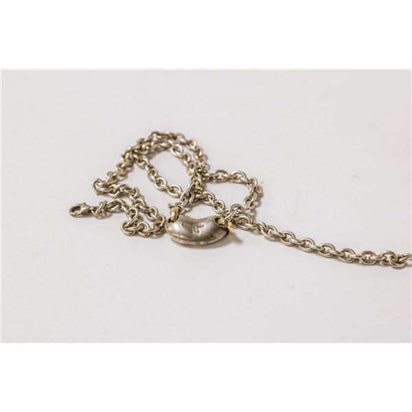 16" 925 SILVER CHAIN WITH ELONGATED SILVER HEART